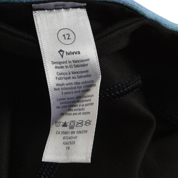 Ivivva Girls Reversible Black Light Blue Purple Abstract Crop Leggings Size 12 - Picture 8 of 9